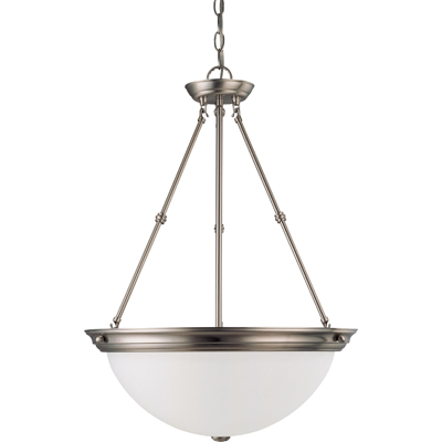 Nuvo Lighting 60/3248  3 Light 20" Pendant with Frosted White Glass in Brushed Nickel Finish